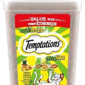 TEMPTATIONS Mix-Ups Adult Cat Treats, Catnip (Chicken, Catnip & Cheddar Flavour), 454g Tub