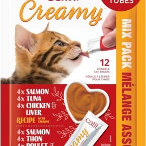 Catit Creamy Lickable Cat Treat, Healthy Cat Treat, Assortment, 12 tubes (Pack of 1)