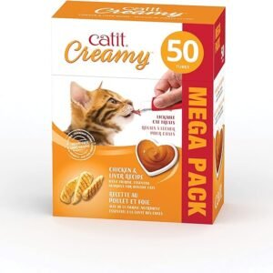 Catit Creamy Chicken & Liver Lickable Cat Treat - 50 Tubes - Mega Pack