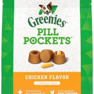 GREENIES PILL POCKETS Capsule Size Natural Soft Dog Treats Chicken Flavor, (60 Treats) 15.8oz. Pack