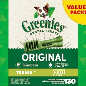 GREENIES Adult Dog Treats Original TEENIE Natural Dental Care, (130 Treats) 36oz. Pack