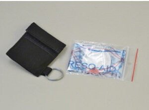 RESQ-AID Face Print Shield in Ziploc with Key Chain Pouch (Black) 8x8 cm